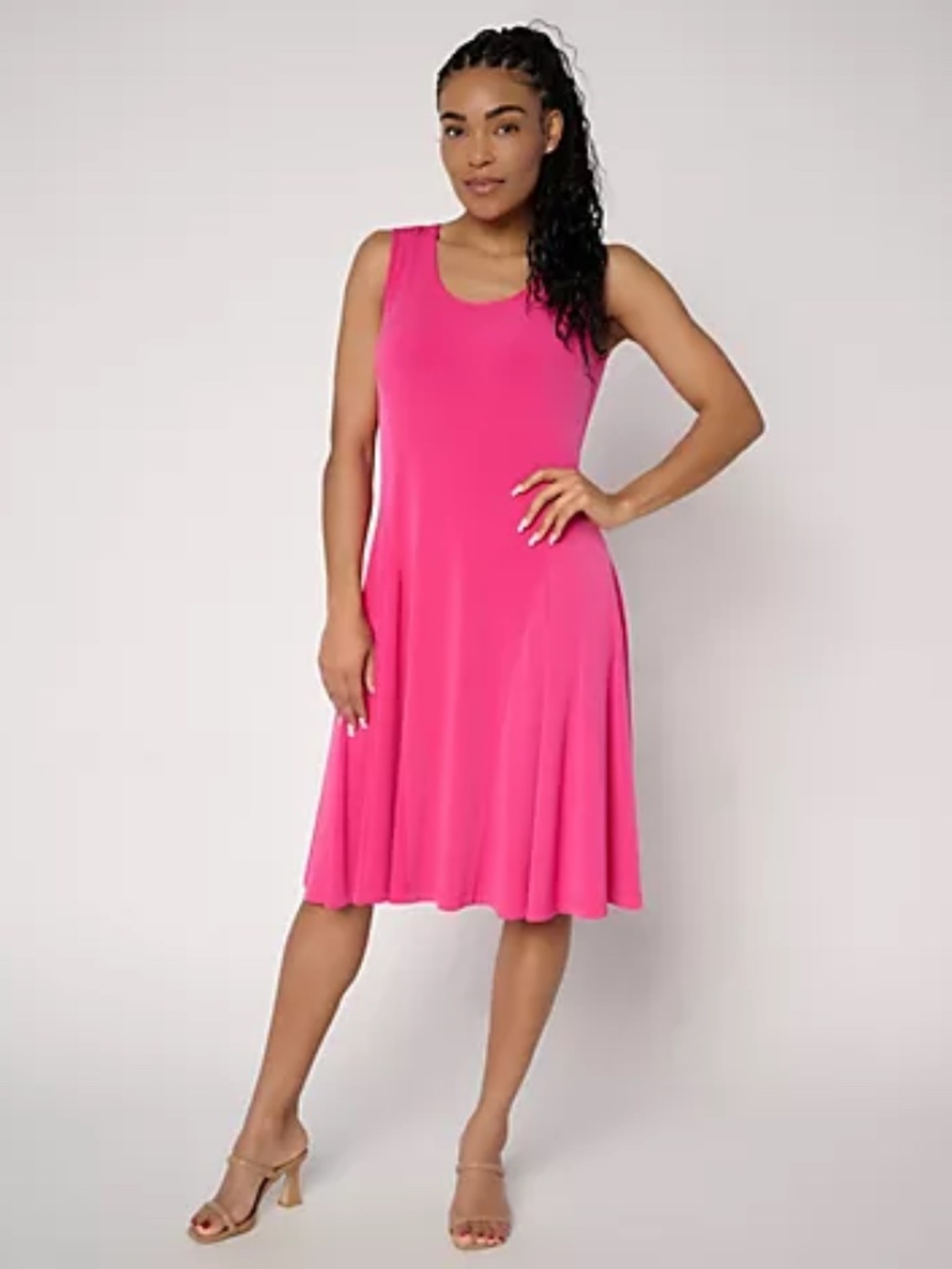 Susan Graver Regular Liquid Knit Sleeveless Dress, Rose Sz XS a728334